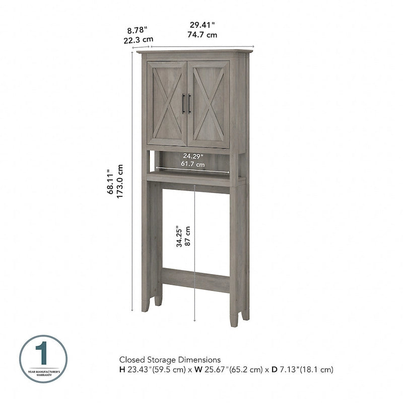 Armoire de rangement de salle de bain à poser au-dessus des toilettes Key West