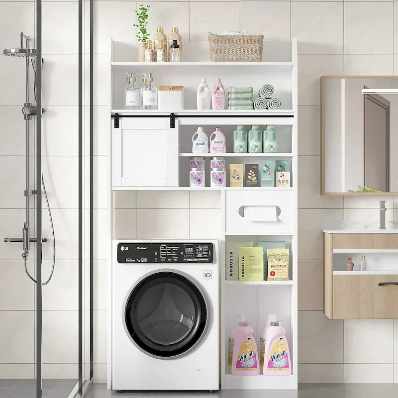 Meuble de Rangement Sur Pied Pour Toilettes avec Cadre en Métal et Étagères de Rangement, Organiseur de Salle de Bain avec Étagères Réglables