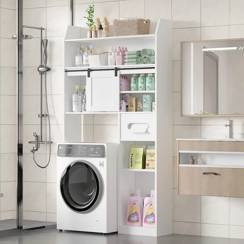 Meuble de Rangement Sur Pied Pour Toilettes avec Cadre en Métal et Étagères de Rangement, Organiseur de Salle de Bain avec Étagères Réglables