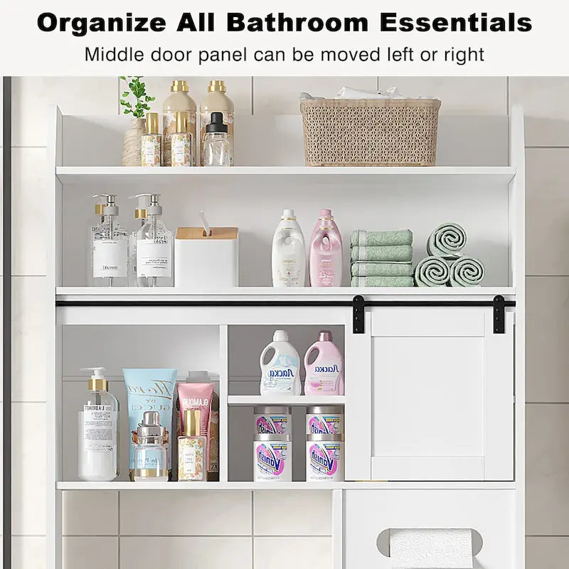 Meuble de Rangement Sur Pied Pour Toilettes avec Cadre en Métal et Étagères de Rangement, Organiseur de Salle de Bain avec Étagères Réglables