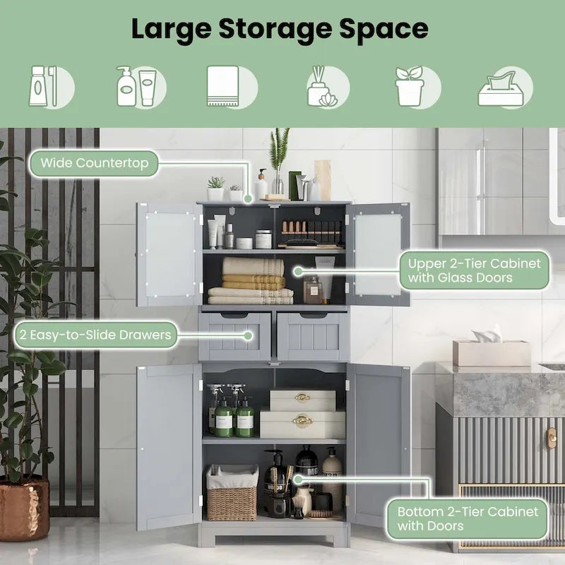 Meuble de rangement de salle de bain avec 2 tiroirs pour cuisine