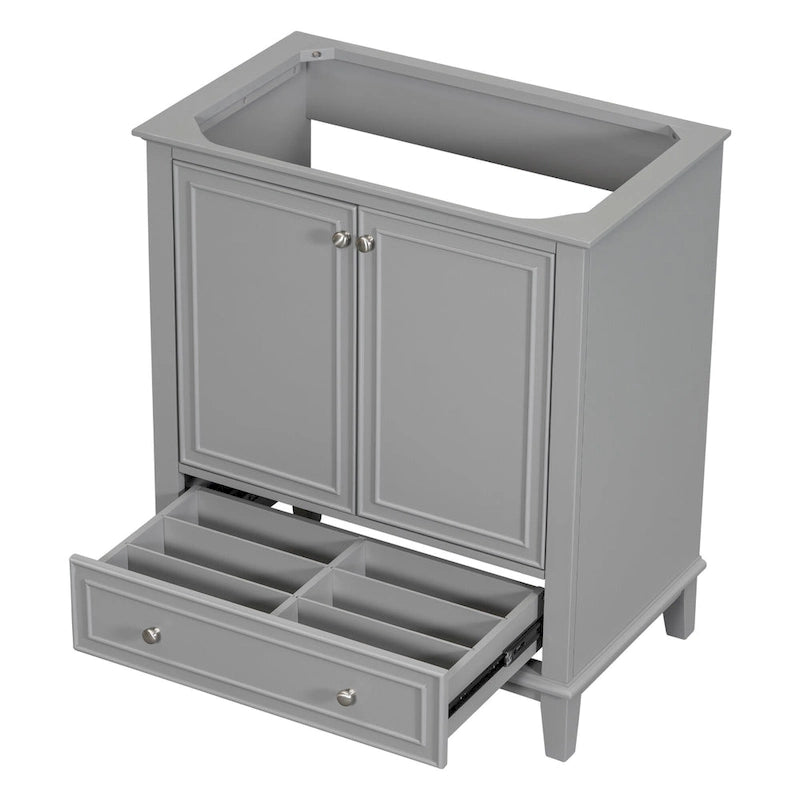 Meuble de rangement de salle de bain 30 po, meuble-lavabo de salle de bain avec portes, tiroirs, étagère réglable