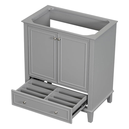 Meuble de rangement de salle de bain 30 po, meuble-lavabo de salle de bain avec portes, tiroirs, étagère réglable