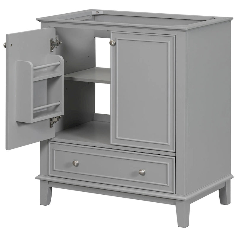 Meuble de rangement de salle de bain 30 po, meuble-lavabo de salle de bain avec portes, tiroirs, étagère réglable
