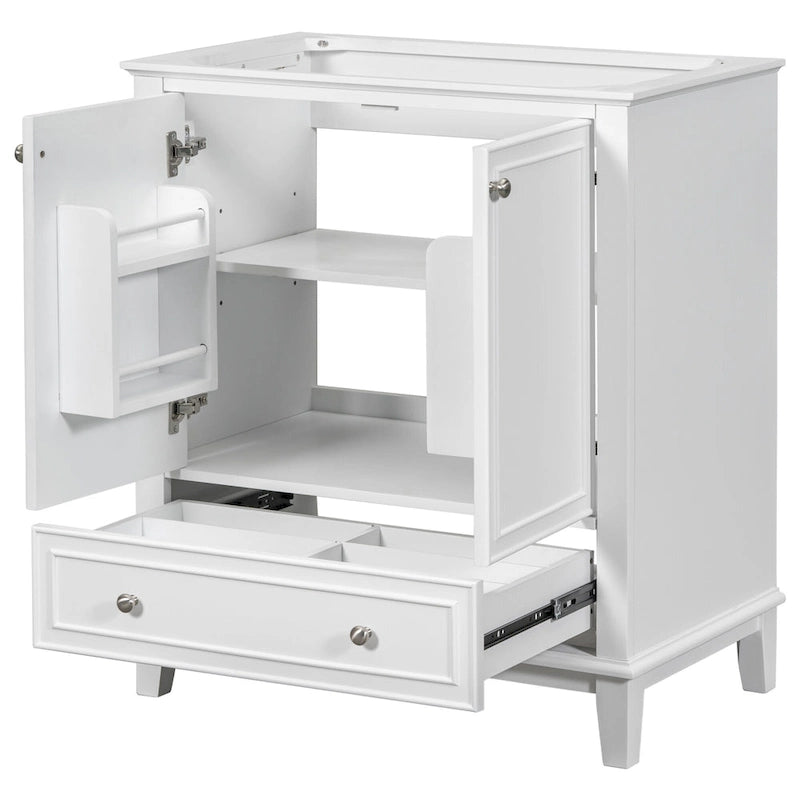 Meuble de rangement de salle de bain 30 po, meuble-lavabo de salle de bain avec portes, tiroirs, étagère réglable