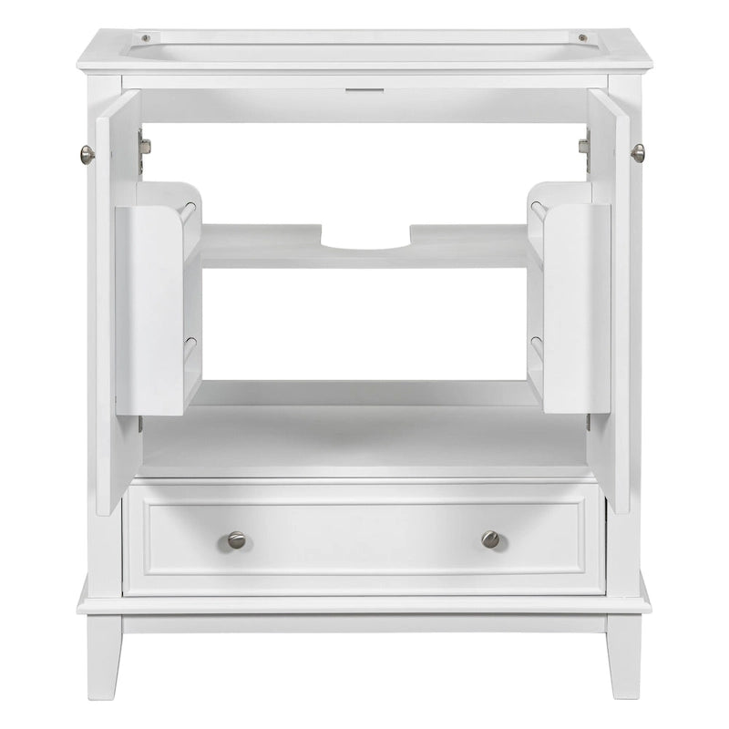 Meuble de rangement de salle de bain 30 po, meuble-lavabo de salle de bain avec portes, tiroirs, étagère réglable
