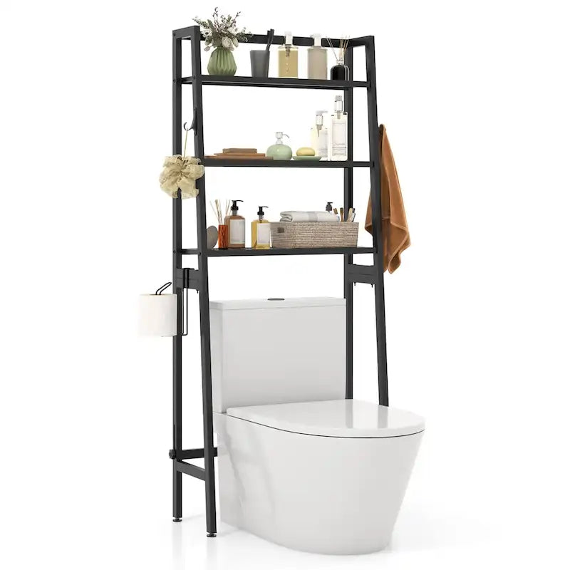 Étagère de rangement 3 niveaux au-dessus des toilettes avec étagères réglables