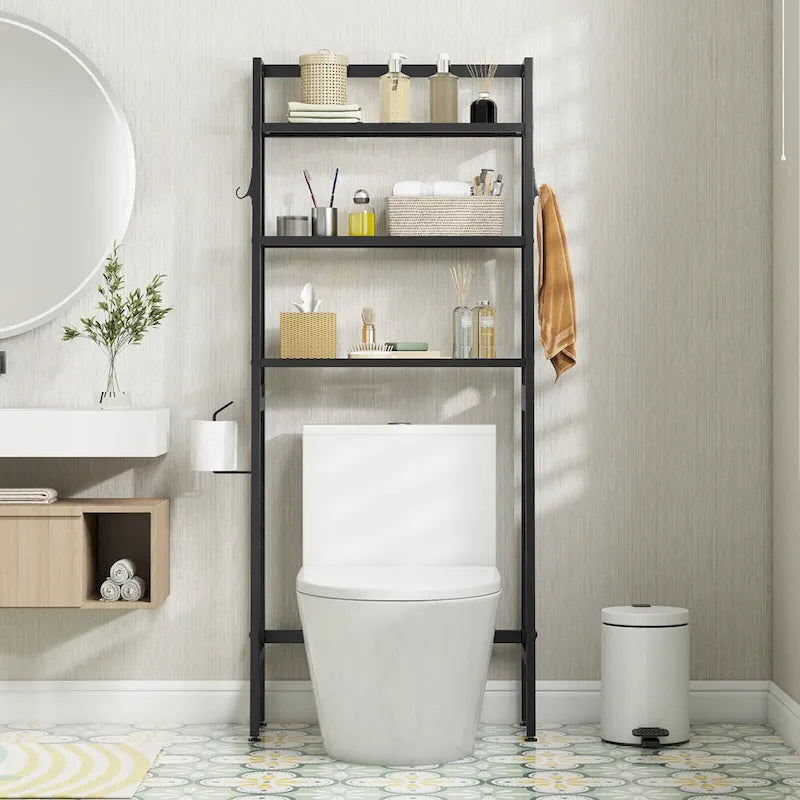 Étagère de rangement 3 niveaux au-dessus des toilettes avec étagères réglables