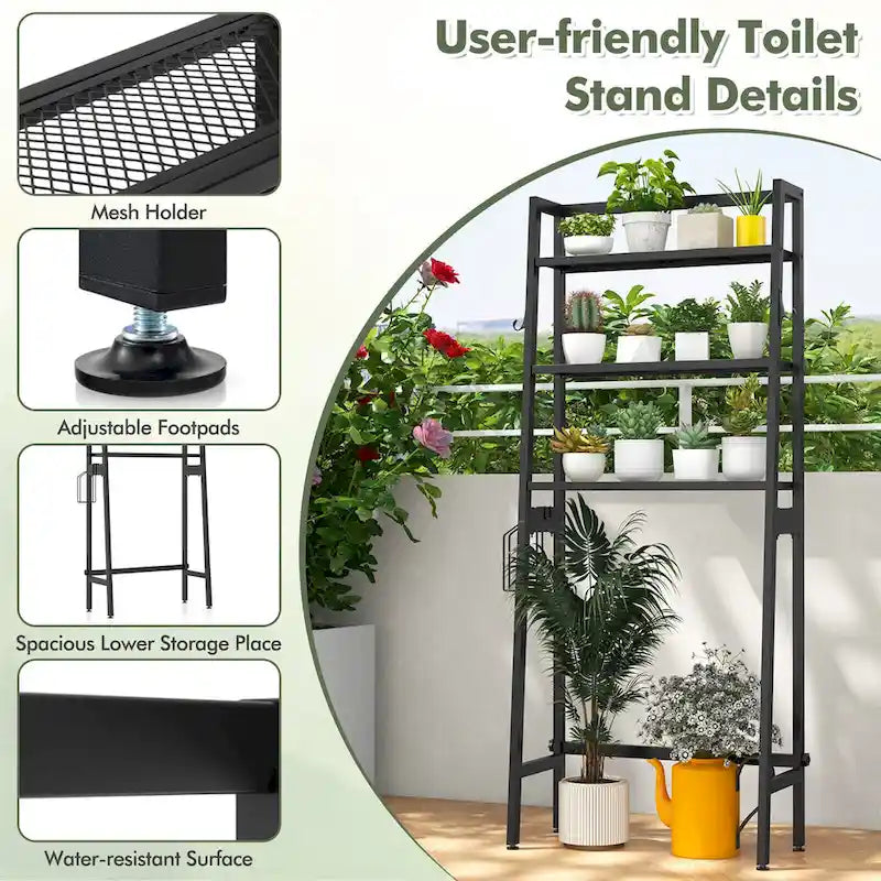 Étagère de rangement 3 niveaux au-dessus des toilettes avec étagères réglables