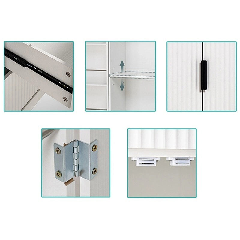 Meuble de Rangement pour Salle de Bain Style Ferme avec 2 Grands Tiroirs, Étagère à 8 Portes et 3 Tablettes