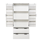 Meuble de Rangement pour Salle de Bain Style Ferme avec 2 Grands Tiroirs, Étagère à 8 Portes et 3 Tablettes