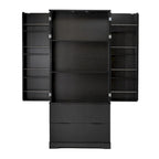 Meuble de Rangement pour Salle de Bain Style Ferme avec 2 Grands Tiroirs, Étagère à 8 Portes et 3 Tablettes