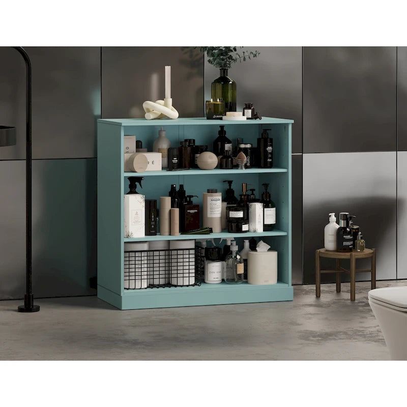 Meuble de salle de bain 100 % bois massif de 81 cm avec étagères réglables