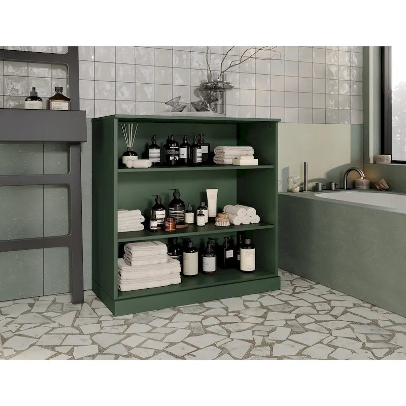 Meuble de salle de bain 100 % bois massif de 81 cm avec étagères réglables