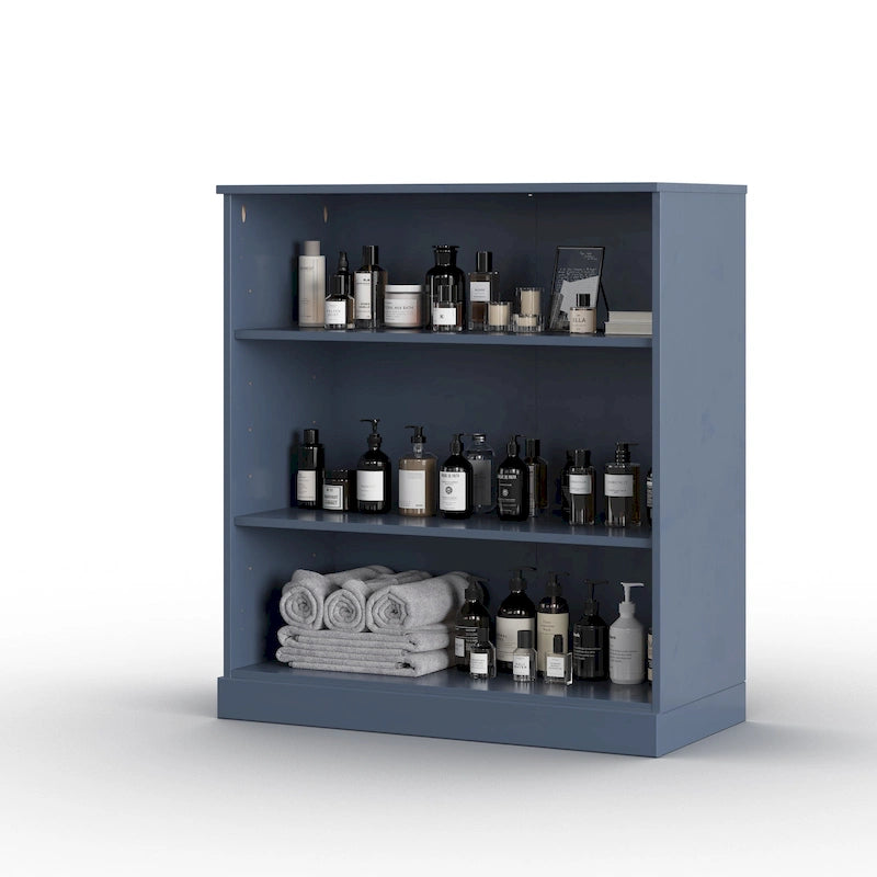 Meuble de salle de bain 100 % bois massif de 81 cm avec étagères réglables