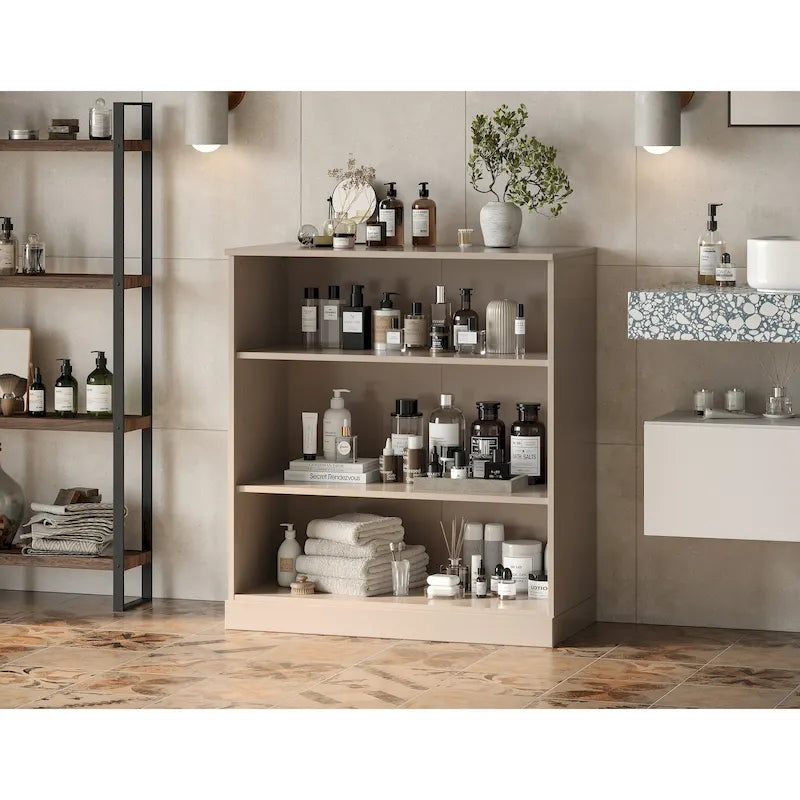 Meuble de salle de bain 100 % bois massif de 81 cm avec étagères réglables