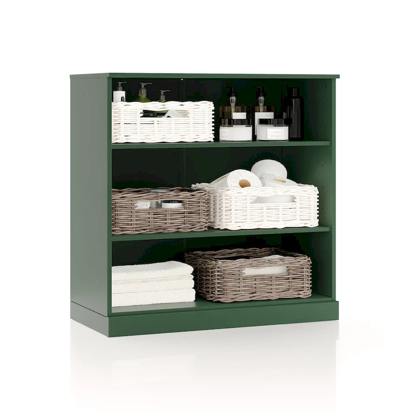 Meuble de salle de bain 100 % bois massif de 81 cm avec étagères réglables