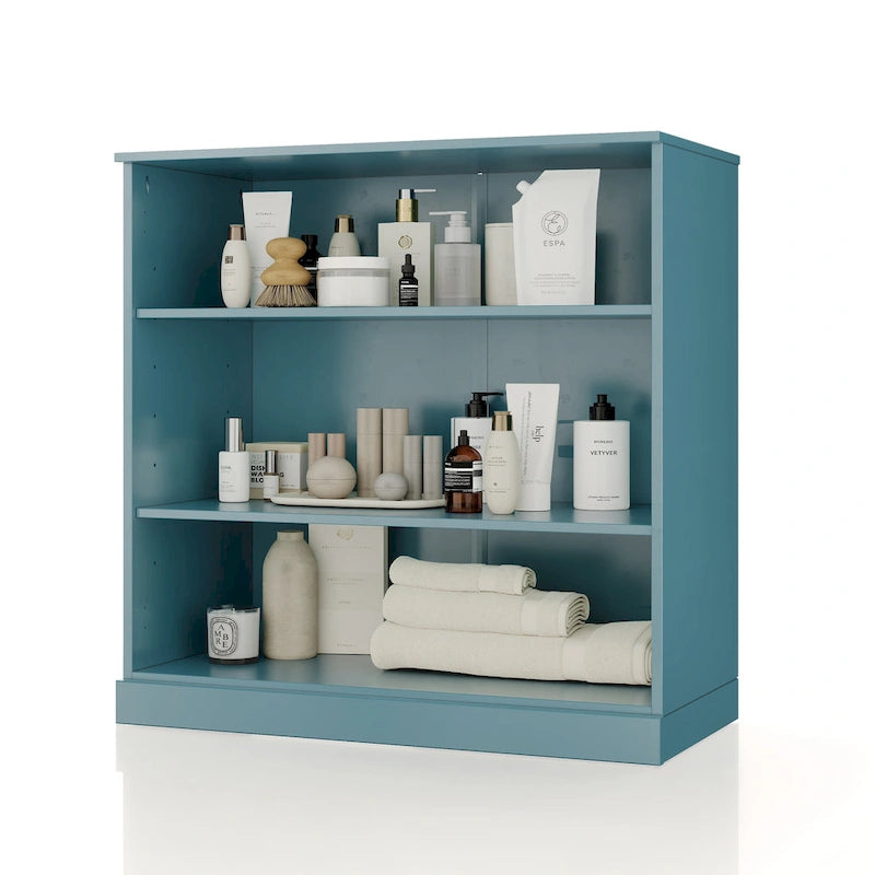 Meuble de salle de bain 100 % bois massif de 81 cm avec étagères réglables