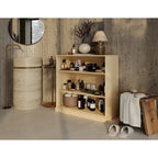 Meuble de salle de bain 100 % bois massif de 81 cm avec étagères réglables