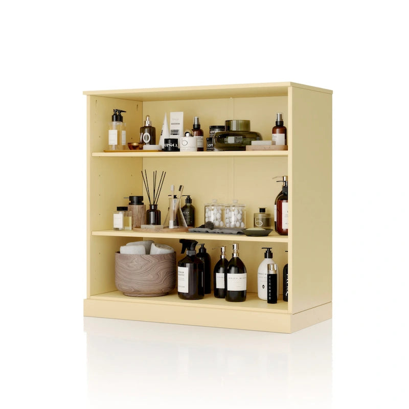 Meuble de salle de bain 100 % bois massif de 81 cm avec étagères réglables