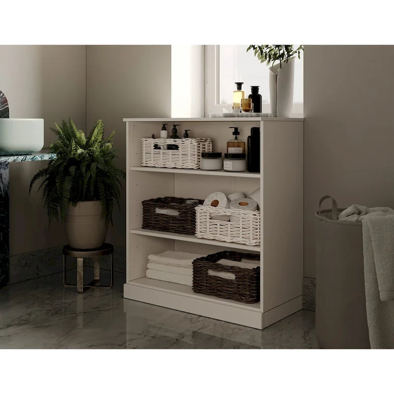 Meuble de salle de bain 100 % bois massif de 81 cm avec étagères réglables