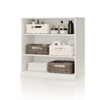 Meuble de salle de bain 100 % bois massif de 81 cm avec étagères réglables
