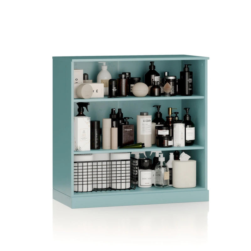 Meuble de salle de bain 100 % bois massif de 81 cm avec étagères réglables