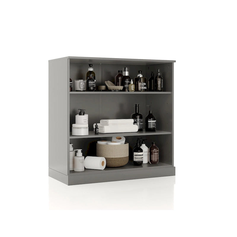 Meuble de salle de bain 100 % bois massif de 81 cm avec étagères réglables