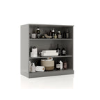 Meuble de salle de bain 100 % bois massif de 81 cm avec étagères réglables