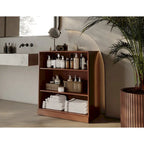 Meuble de salle de bain 100 % bois massif de 81 cm avec étagères réglables