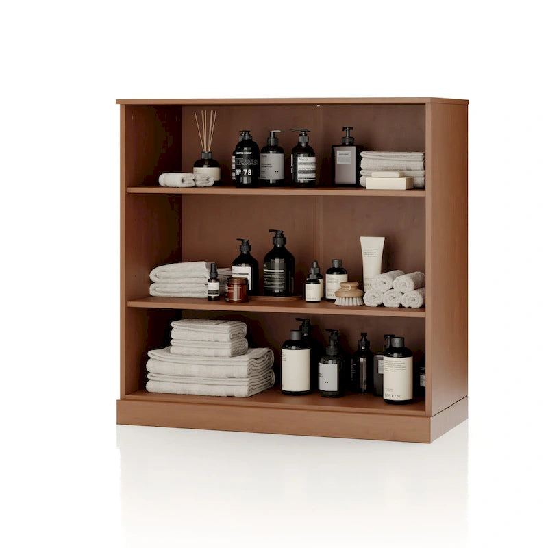Meuble de salle de bain 100 % bois massif de 81 cm avec étagères réglables
