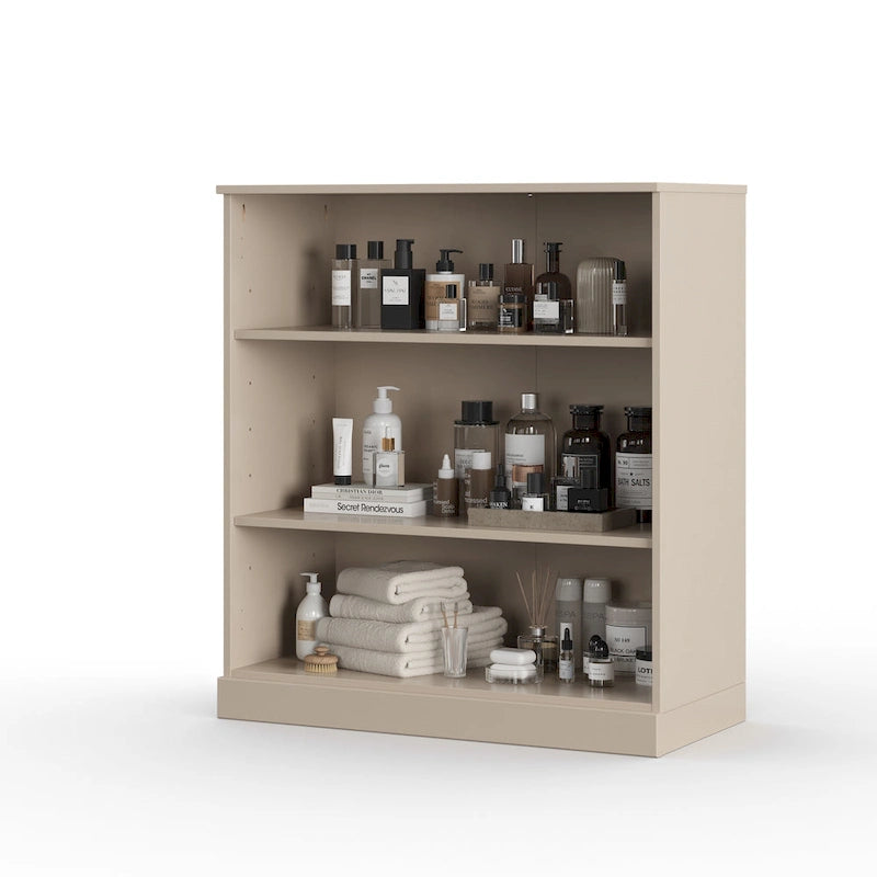 Meuble de salle de bain 100 % bois massif de 81 cm avec étagères réglables