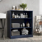 Meuble de salle de bain 100 % bois massif de 81 cm avec étagères réglables