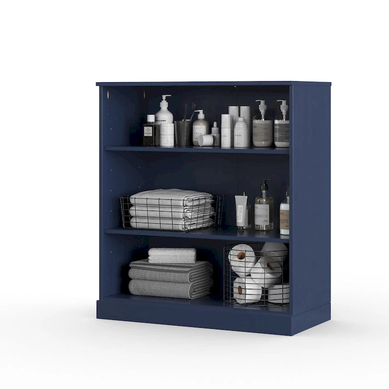 Meuble de salle de bain 100 % bois massif de 81 cm avec étagères réglables