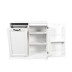 Meuble de buanderie autoportant avec portes et étagère, panier à linge inclinable