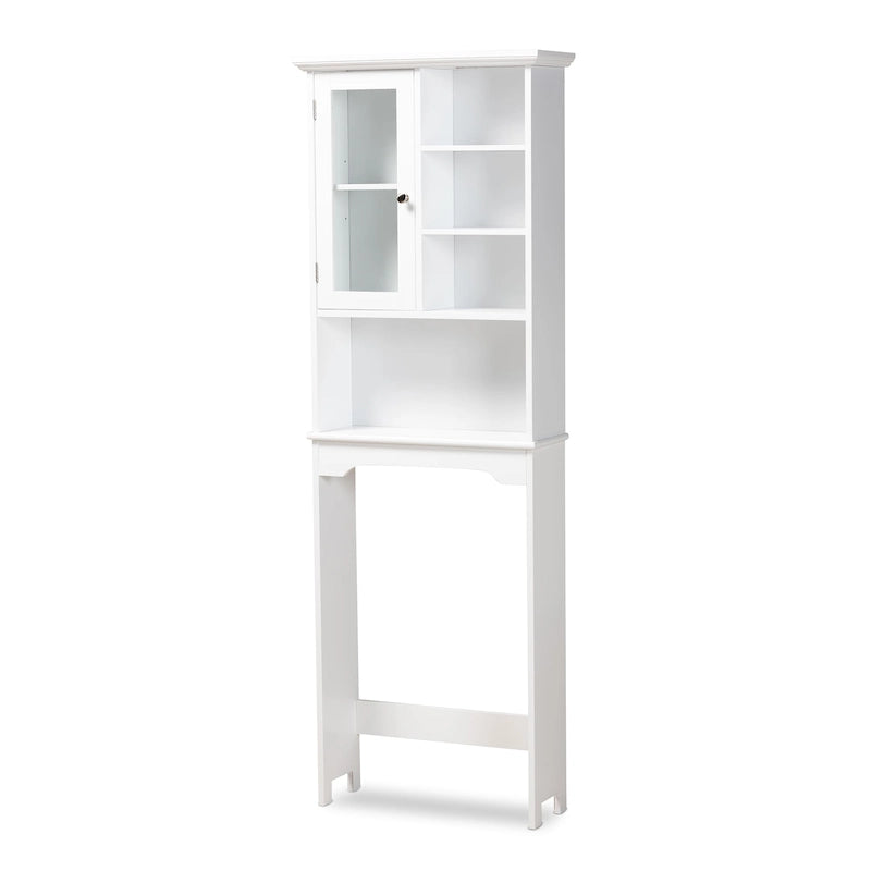 Meuble de Rangement de Salle de Bain Campbell White en Bois Finition pour Toilettes