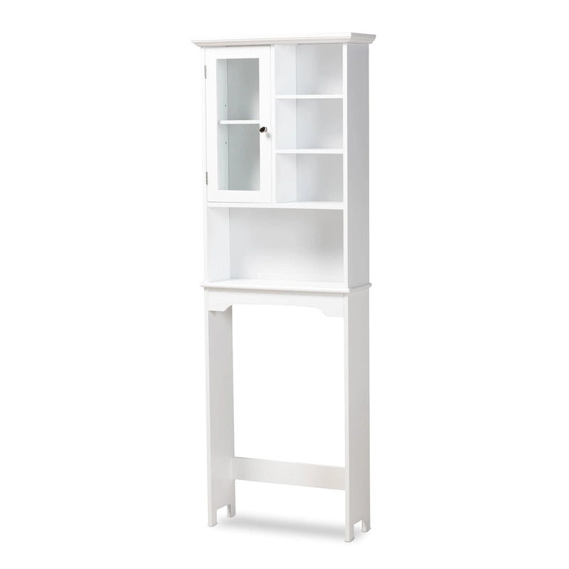 Meuble de Rangement de Salle de Bain Campbell White en Bois Finition pour Toilettes