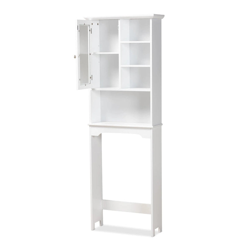 Meuble de Rangement de Salle de Bain Campbell White en Bois Finition pour Toilettes