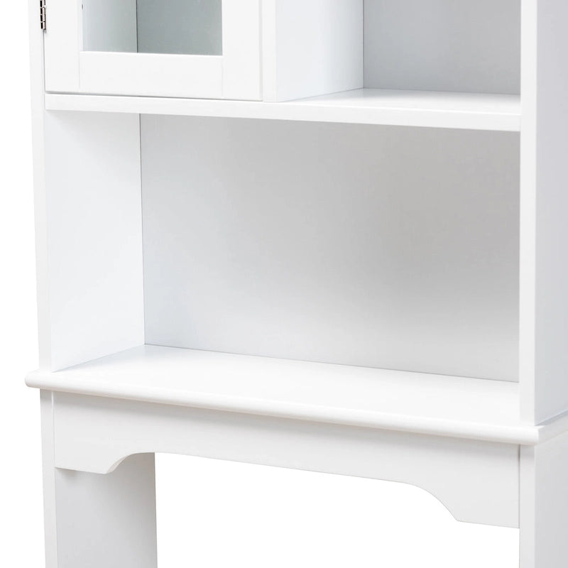 Meuble de Rangement de Salle de Bain Campbell White en Bois Finition pour Toilettes