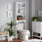 Meuble de Rangement de Salle de Bain Campbell White en Bois Finition pour Toilettes