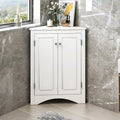 Meuble de rangement d'angle blanc pour salle de bain avec étagères réglables - 17.2W x 17.2D x 31.5H