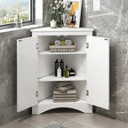 Meuble de rangement d'angle blanc pour salle de bain avec étagères réglables - 17.2W x 17.2D x 31.5H
