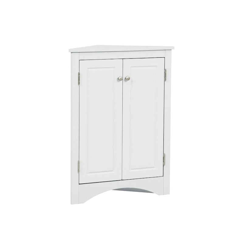 Meuble de rangement d'angle blanc pour salle de bain avec étagères réglables - 17.2W x 17.2D x 31.5H