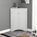 Meuble de rangement d'angle blanc pour salle de bain avec étagères réglables - 17.2W x 17.2D x 31.5H