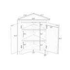 Meuble de rangement d'angle blanc pour salle de bain avec étagères réglables - 17.2W x 17.2D x 31.5H