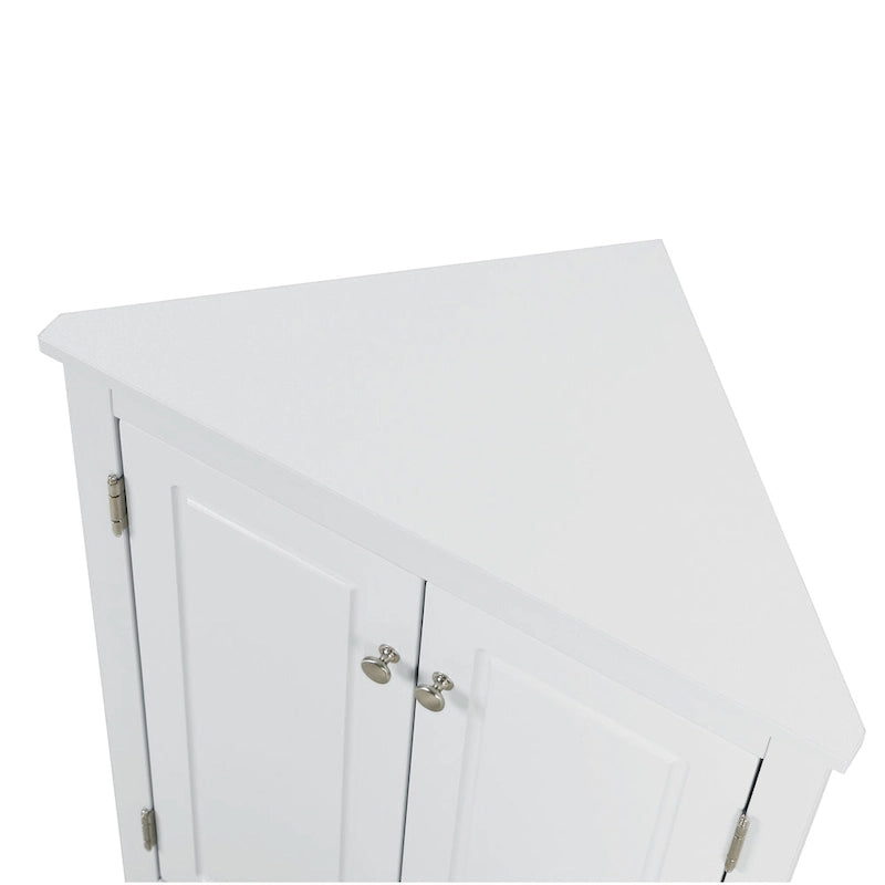 Meuble de rangement d'angle blanc pour salle de bain avec étagères réglables - 17.2W x 17.2D x 31.5H