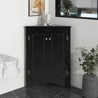 Meuble de rangement d'angle blanc pour salle de bain avec étagères réglables - 17.2W x 17.2D x 31.5H