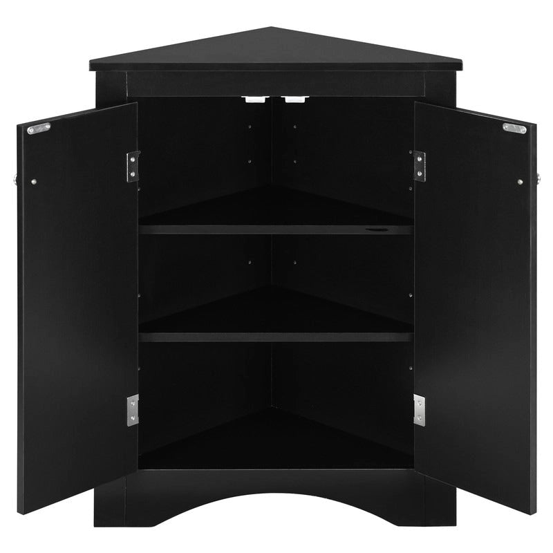 Meuble de rangement d'angle blanc pour salle de bain avec étagères réglables - 17.2W x 17.2D x 31.5H