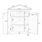 Meuble de rangement d'angle blanc pour salle de bain avec étagères réglables - 17.2W x 17.2D x 31.5H