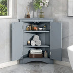 Meuble de rangement d'angle blanc pour salle de bain avec étagères réglables - 17.2W x 17.2D x 31.5H